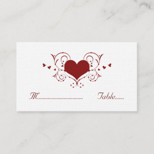 Heart Flourish Place Card, Red Card