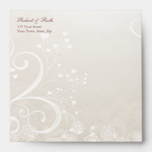 Heart Flourish Wedding Invitation Square Envelopes