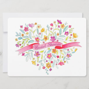 Heart flower Bouquet art bridal shower invite