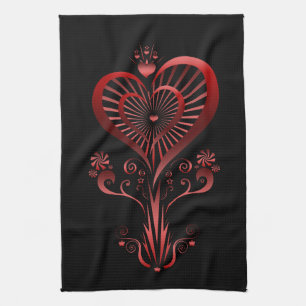 Heart Flower Kitchen Towel