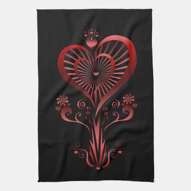 Heart Flower Kitchen Towel (Vertical)
