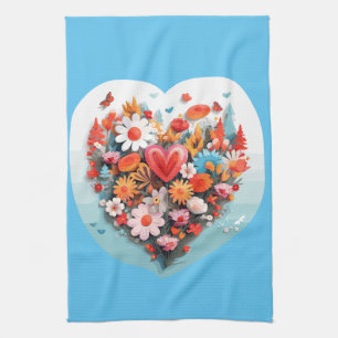 Heart flower kitchen towel