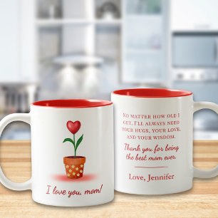 Heart Flower Mother’s Day Mug – I Love You Mom