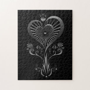 Heart Flower - Silver Jigsaw Puzzle