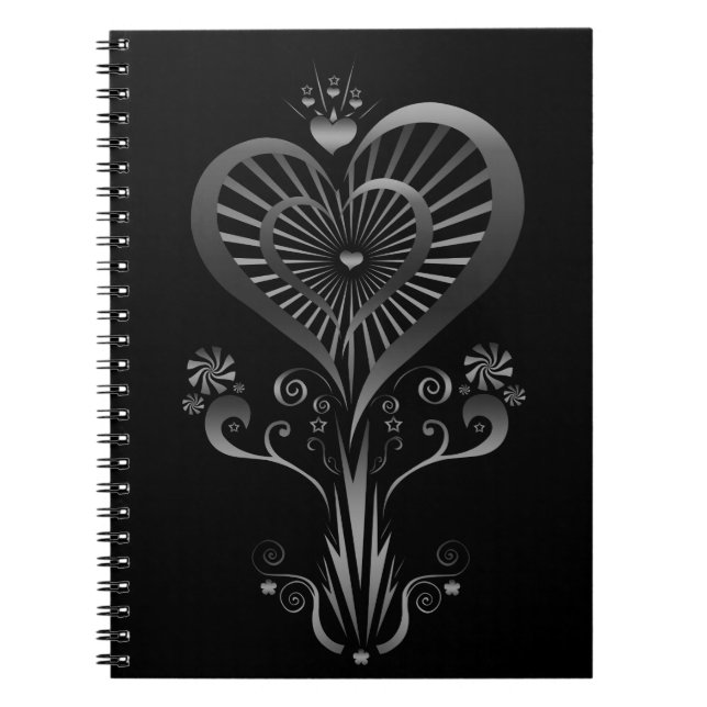 Heart Flower - Silver Notebook (Front)