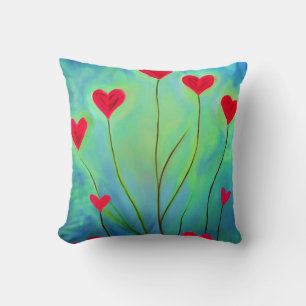 Heart Flower Throw Pillow