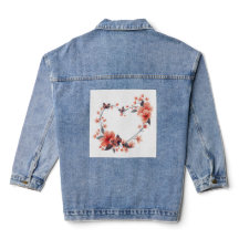 Heart Flower Women's Fashion Denim Jacket