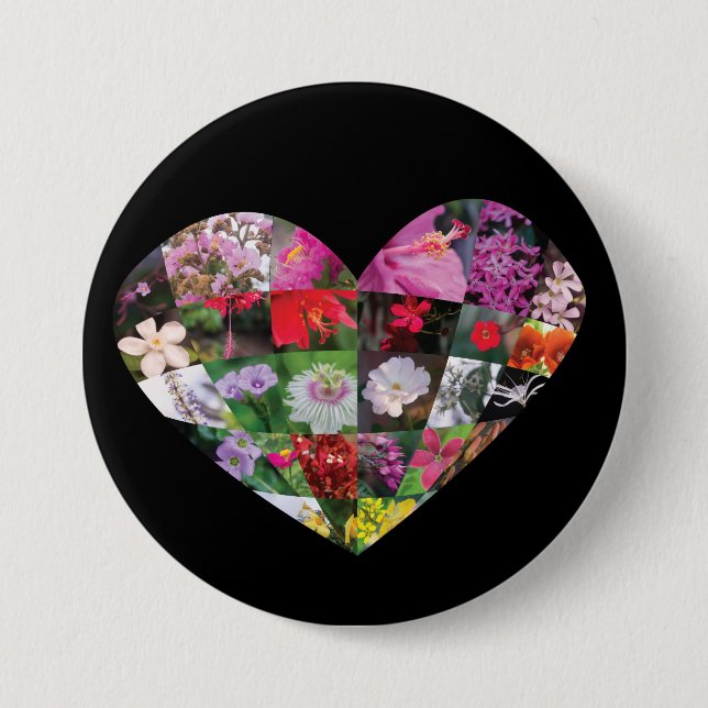 Heart_Flowers 3 Inch Round Button (Front)