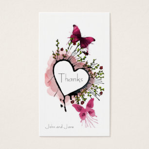 Heart, flowers and butterflies Thank You Card