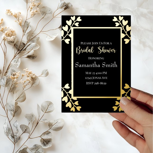 Heart Flowers on Black Gold  Bridal Shower  (Creator Uploaded)