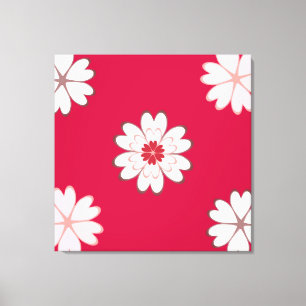 Heart Flowers on Crimson Red Canvas Print