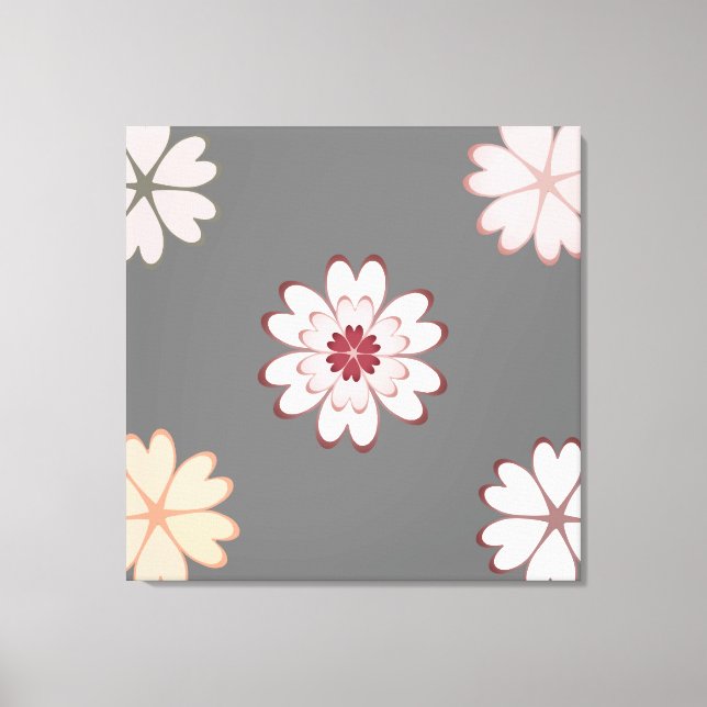Heart Flowers on Grey Canvas Print (Front)