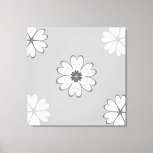 Heart Flowers on Light Grey Canvas Print