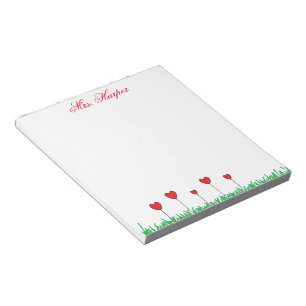 Heart Flowers Personalized Notepad