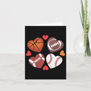 Heart Football Basketball Baseball Valentine’s Day Card