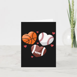 Heart Football Basketball Baseball Valentines Day  Card
