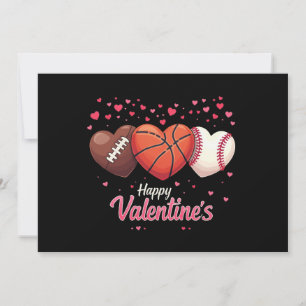 Heart Football Basketball Baseball Valentines Day Invitation