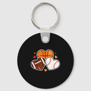 Heart Football Basketball Soccer Valentine Sports Keychain