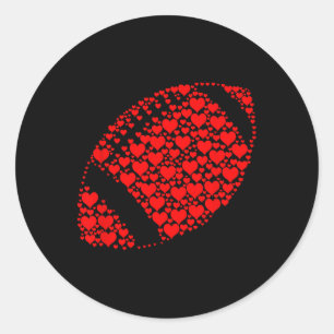 Heart Football Lover Funny Football Is My Valentin Classic Round Sticker