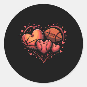 Heart Footll Sketll Sell Valentine’s Day Fun Classic Round Sticker