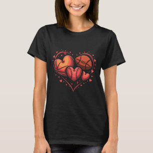 Heart Footll Sketll Sell Valentine’s Day Fun T-Shirt