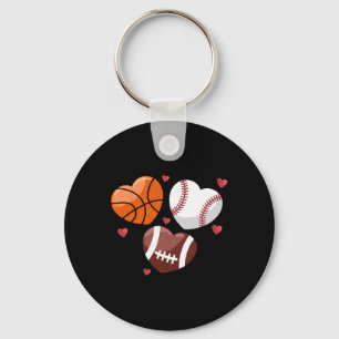 Heart Footll Sketll Sell Valentines Day Boys Men's Keychain
