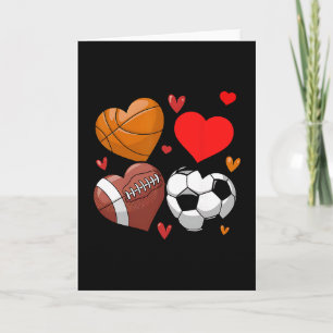 Heart Footll Sketll Soccer Valentine Sports  Card