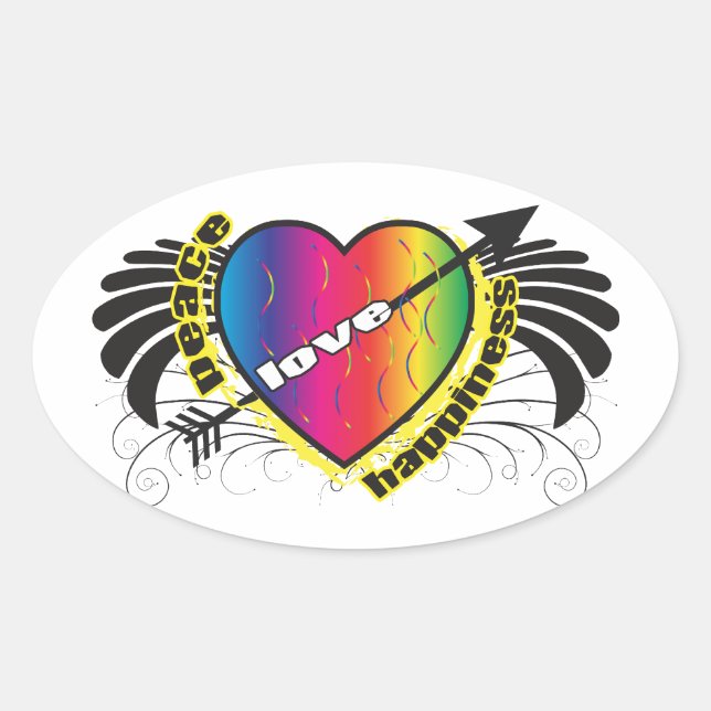 Heart for Peace Oval Sticker (Front)