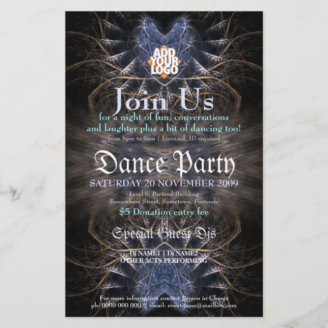 Heart Fractal Web Invitation Event Flyer (Front)