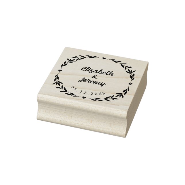 Heart Frame Couples Names Date Wedding Rubber Stamp (Stamp)