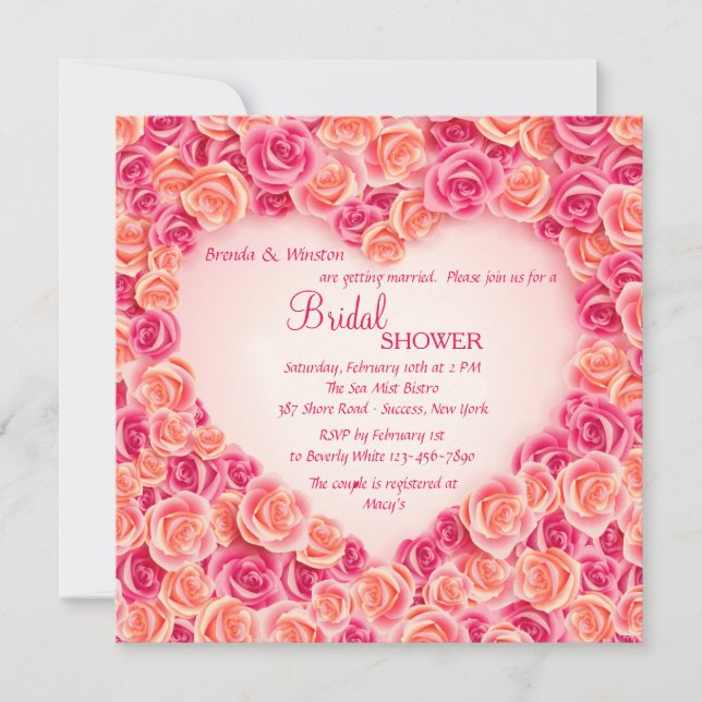 Heart Frame of Roses Invitation (Front)