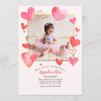 Heart Frame Photo Birthday Invitation
