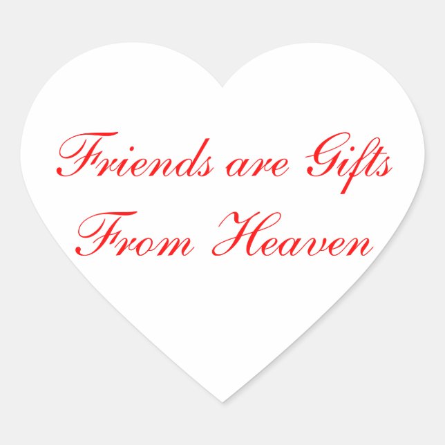 Heart Friendship Greeting Sticker Label (Front)