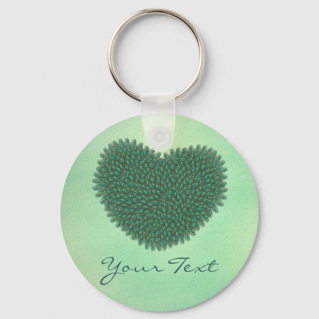 Heart from peacock feathers keychain (Front)