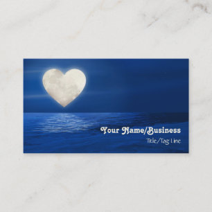 Heart Full Moon over Water with Snow Covered Beach Business Card