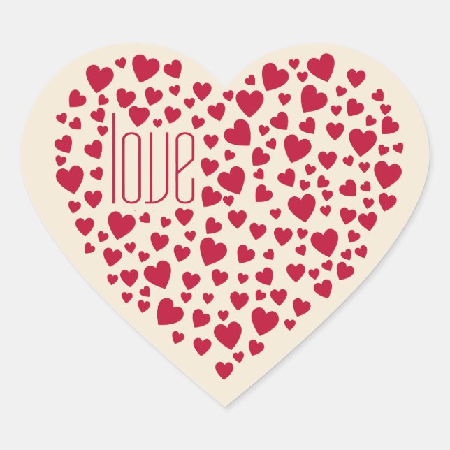 Heart Full of Hearts Love Red ID733 Heart Sticker (Front)
