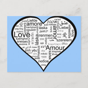 Heart full of Love in Different Languages Postcard