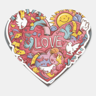 Heart Full of Love - Whimsical Heart Sticker