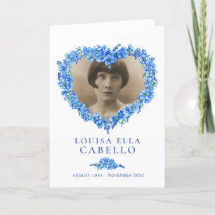 Heart funeral service program blue forget-me-nots