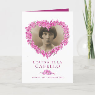 Heart funeral service program pink forget-me-nots