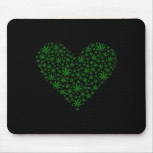 Heart Funny Valentines Day Weed Lover Pot Smoker Mouse Pad