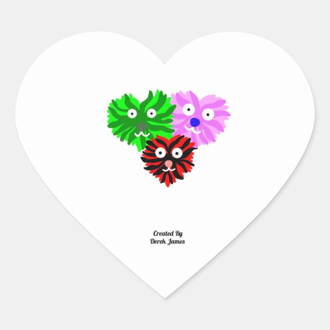 Heart Fuzzies Heart Sticker (Front)