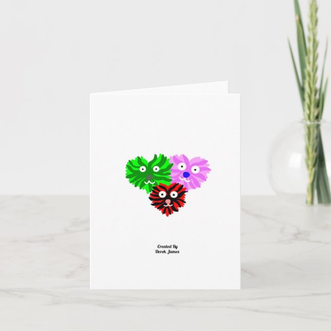 Heart Fuzzies Small Vertical Greeting Card (Front)