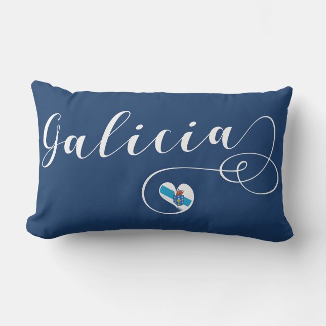 Heart Galicia Flag, Galician, Galiza Lumbar Pillow (Front)