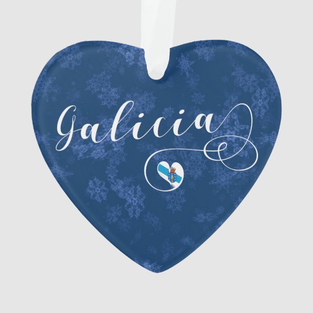 Heart Galicia Flag, Galician, Galiza Ornament (Back)