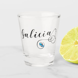 Heart Galicia Flag, Galician, Galiza Shot Glass