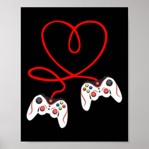 Heart Game Controllers Video Gamers Gaming Valenti Poster