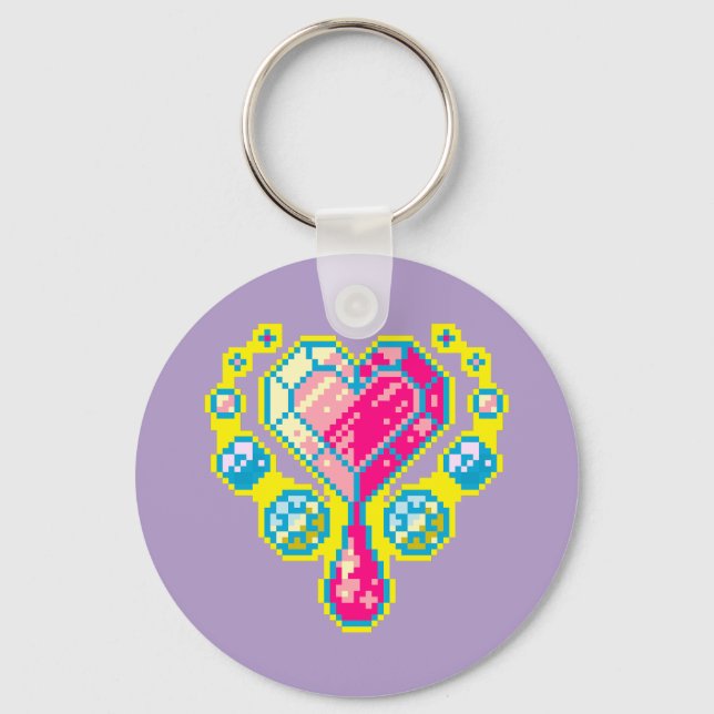 Heart Gem Pixel Art Keychain (Front)