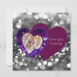 Heart gems with message holiday card