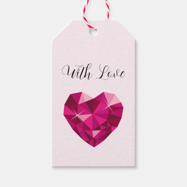 Heart Gemstone With Love Gift Tags (Front)